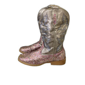 Roper Metallic Glitter Western Boot Size 9 pink silver blue